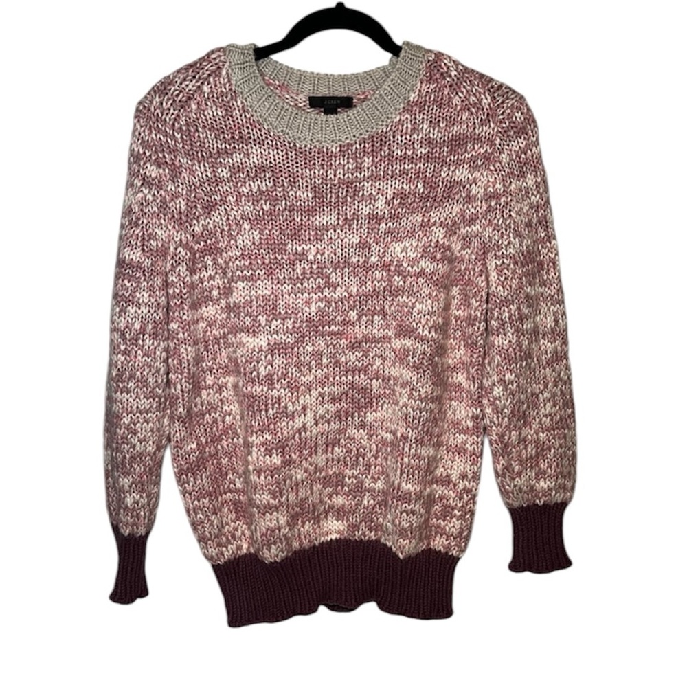 J. Crew Marled Chunky Knit wool Sweater Lavender Pink, & Burgandy Size Med